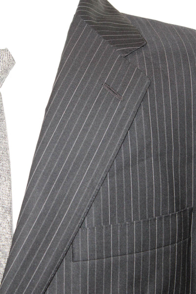 Hickey Freeman Mens Striped Dark Gray 2-Piece Suit Jacket Size 40