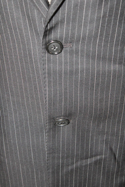 Hickey Freeman Mens Striped Dark Gray 2-Piece Suit Jacket Size 40