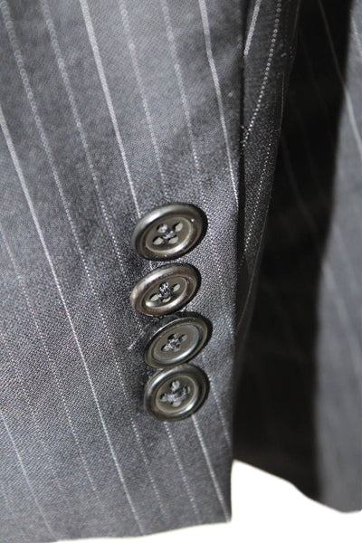 Hickey Freeman Mens Striped Dark Gray 2-Piece Suit Jacket Size 40