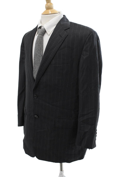 Hickey Freeman Mens Striped Dark Gray 2-Piece Suit Jacket Size 40