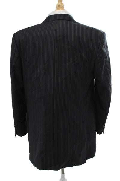 Hickey Freeman Mens Striped Dark Gray 2-Piece Suit Jacket Size 40