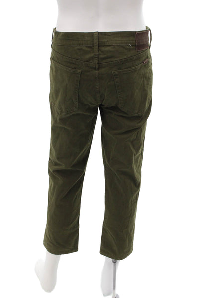 Joes Mens Cropped Ankle Pants Army Green Solid Cotton Blend Button Size 36