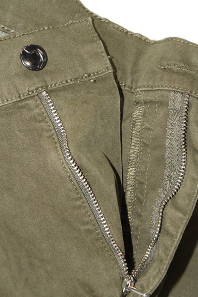 Joes Mens Cropped Ankle Pants Army Green Solid Cotton Blend Button Size 36