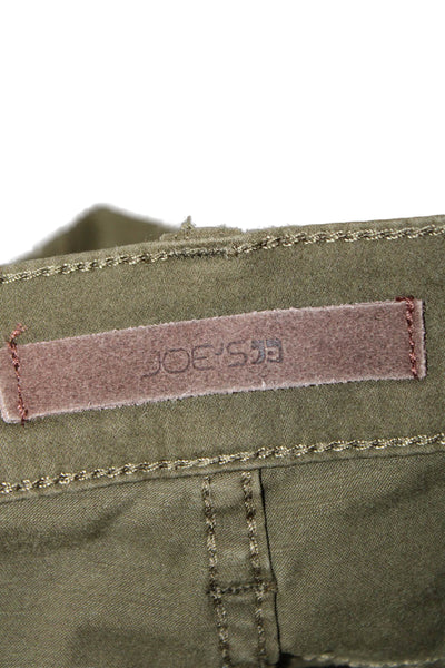 Joes Mens Cropped Ankle Pants Army Green Solid Cotton Blend Button Size 36