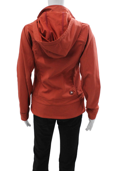 Marmot Womens Orange Windbreaker High Neck Drawstring Size S