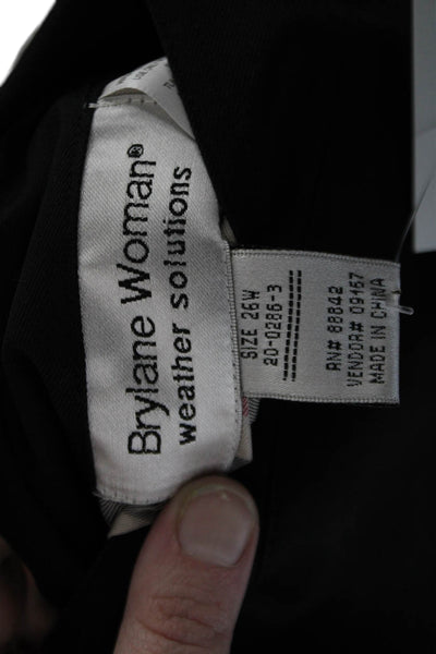 Brylane Womens Plus Rain Coat Black Button Collared Long Sleeve Size 26W
