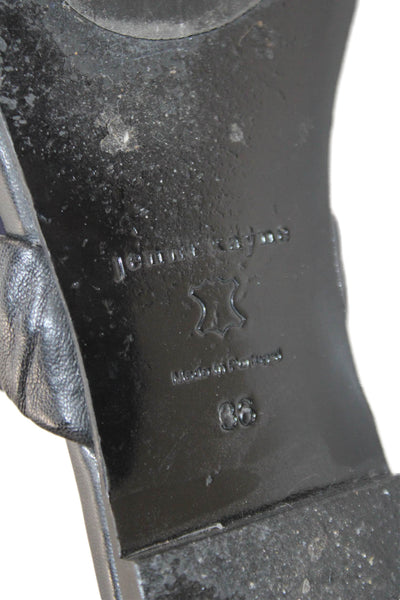 Jenni Kayne Womens Leather Ruched Slip On Flats Shoes Black Size 6