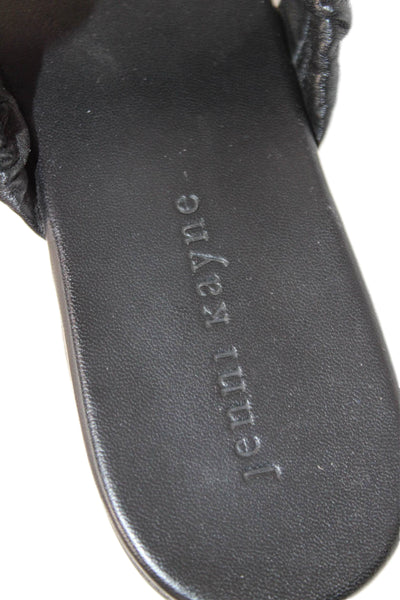 Jenni Kayne Womens Leather Ruched Slip On Flats Shoes Black Size 6