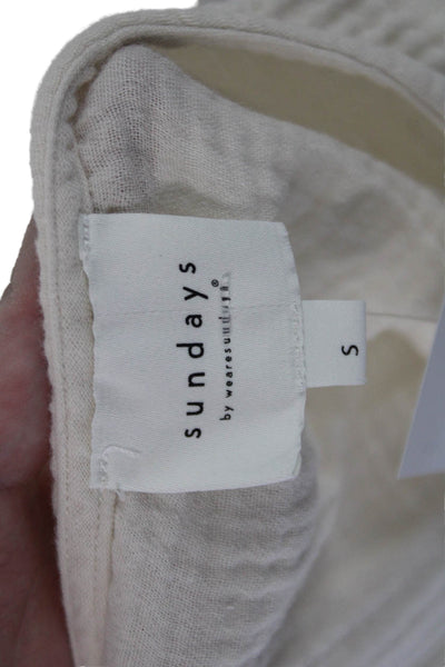 Sundays Womens Basic Sleeveless Crew Neck Cotton Blouse Beige Bohemian Size S