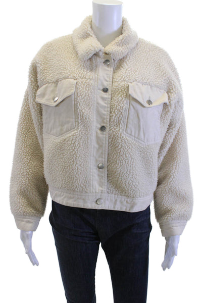 Zara Womens Bomber Jacket Beige Polyester Collared Long Sleeve Size M