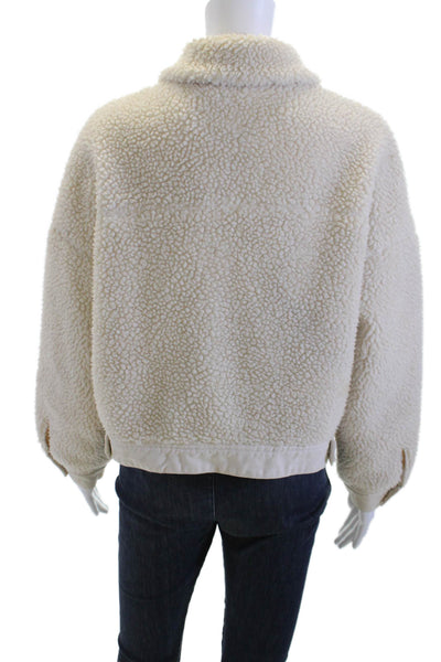 Zara Womens Bomber Jacket Beige Polyester Collared Long Sleeve Size M