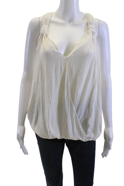 Zara Basic Women Beige V-Neck Button Tank Boho Cotton Blend Size L