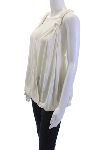 Zara Basic Women Beige V-Neck Button Tank Boho Cotton Blend Size L