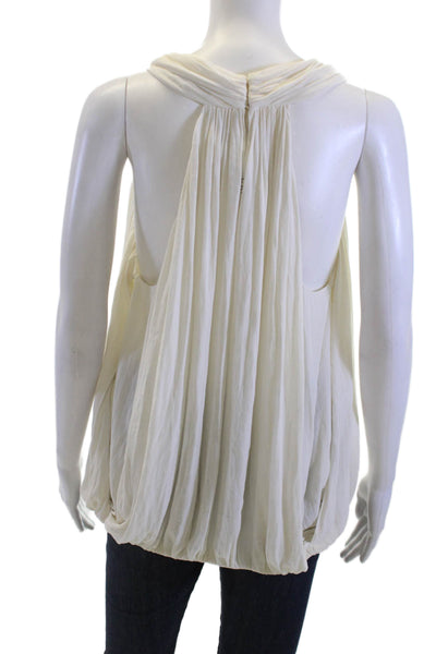 Zara Basic Women Beige V-Neck Button Tank Boho Cotton Blend Size L