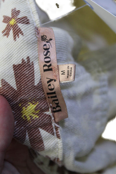 Bailey Rose Womens Beige Floral Cotton Pants Button 28in Inseam Size M