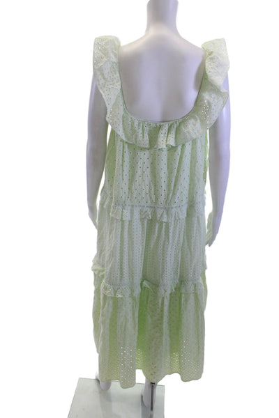 Zara Women Green Polka Dot Trapeze Sundress Square Neck Midi Size XS