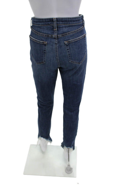 L'Agence Women Ankle Cropped Jeans Dark Blue Mid Rise Button Size 27