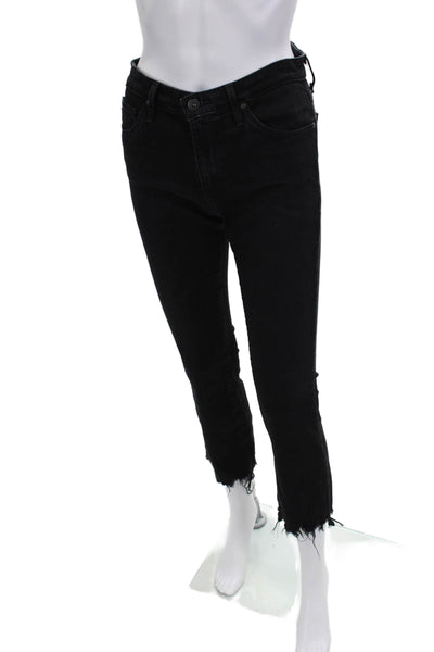 AG Adriano Goldschmied Women Cropped Ankle Skinny Black Jeans Size 26