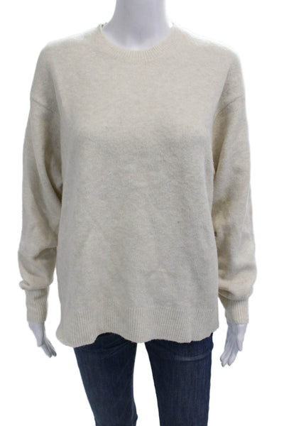 Uniqlo Womens Beige Crew Neck Pullover Sweater Long Sleeve Wool Blend Size M