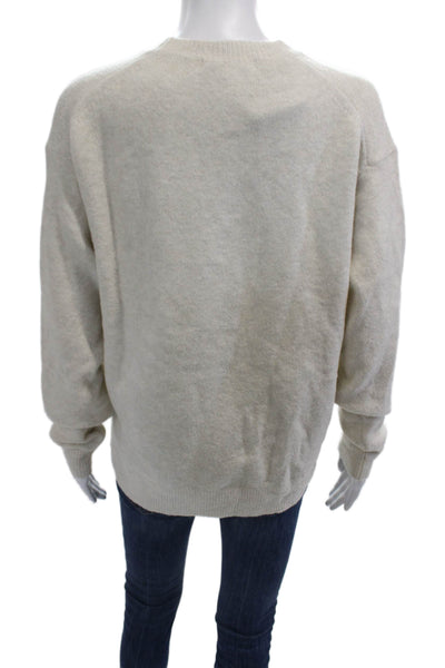 Uniqlo Womens Beige Crew Neck Pullover Sweater Long Sleeve Wool Blend Size M