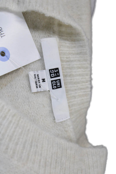 Uniqlo Womens Beige Crew Neck Pullover Sweater Long Sleeve Wool Blend Size M