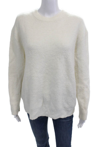 MNG Unisex White Crew Neck Pullover Sweater Long Sleeve Wool Blend Size S