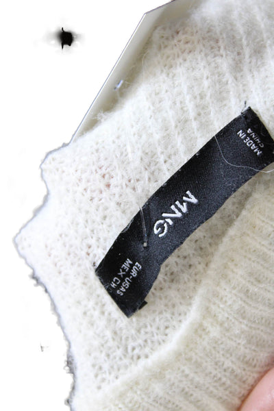 MNG Unisex White Crew Neck Pullover Sweater Long Sleeve Wool Blend Size S