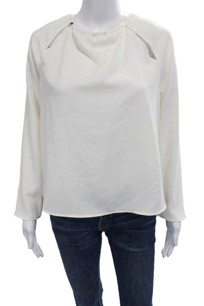 Zara Women Basic White High Neck Long Sleeve Blouse Size XS
