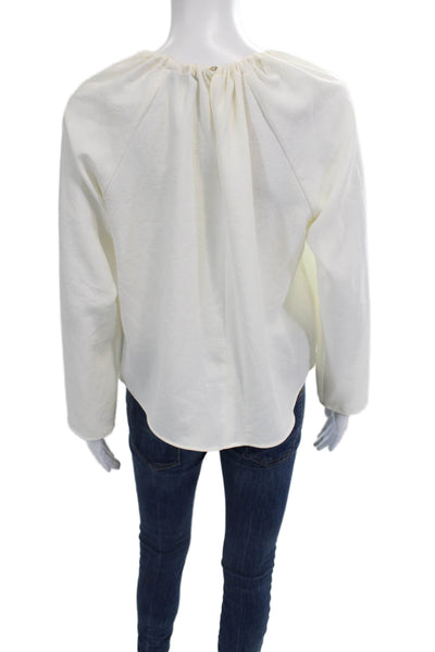 Zara Women Basic White High Neck Long Sleeve Blouse Size XS