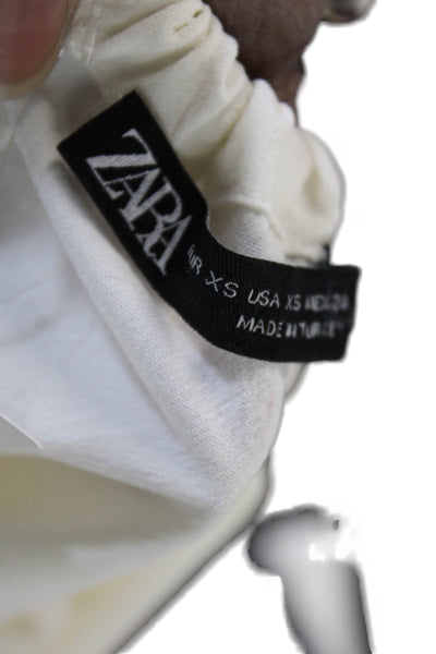 Zara Women Basic White High Neck Long Sleeve Blouse Size XS