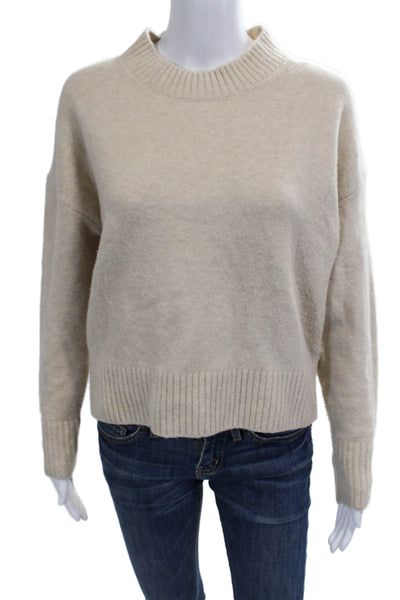 Zara Womens Pullover Sweater Beige Crew Neck Long Sleeve Size XS