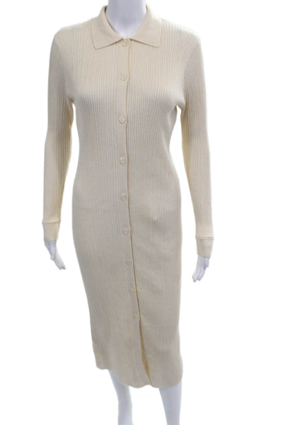 MNG Womens Shirt Dress Beige Collared Long Sleeve Knee Length Size S