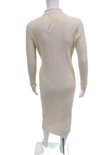 MNG Womens Shirt Dress Beige Collared Long Sleeve Knee Length Size S