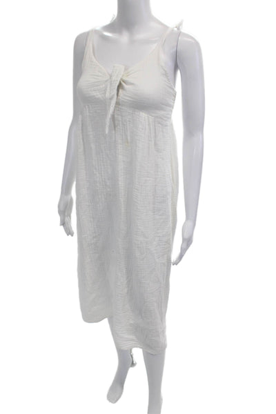 Stark Women Sundress Tank Dress White Cotton Sleeveless Tie Beach Size XS