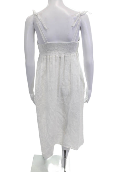 Stark Women Sundress Tank Dress White Cotton Sleeveless Tie Beach Size XS