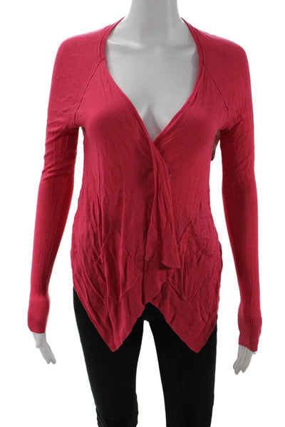 Ted Baker London Womens Red Floral V-Neck Cardigan Long Sleeve Viscose Size 1