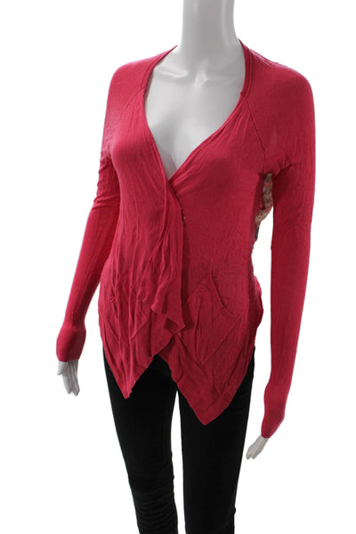 Ted Baker London Womens Red Floral V-Neck Cardigan Long Sleeve Viscose Size 1