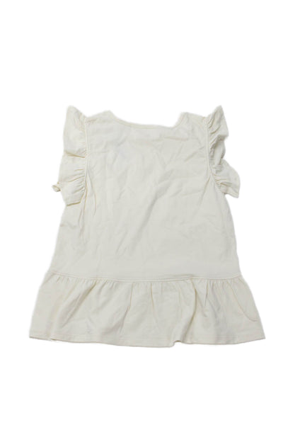 Pink Chicken Girls Cotton Ruffled Sleeveless Tank Top Cream Size 12