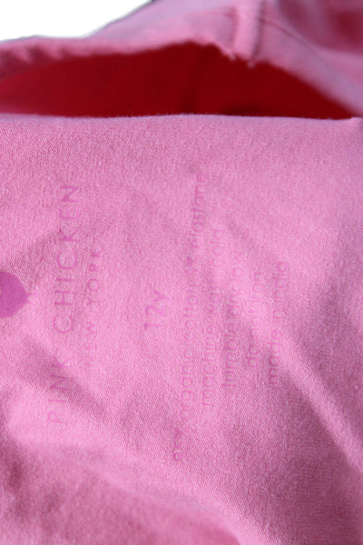 Pink Chicken Girls Cotton Short Sleeve Round Neck Pullover T-Shirt Pink Size 12