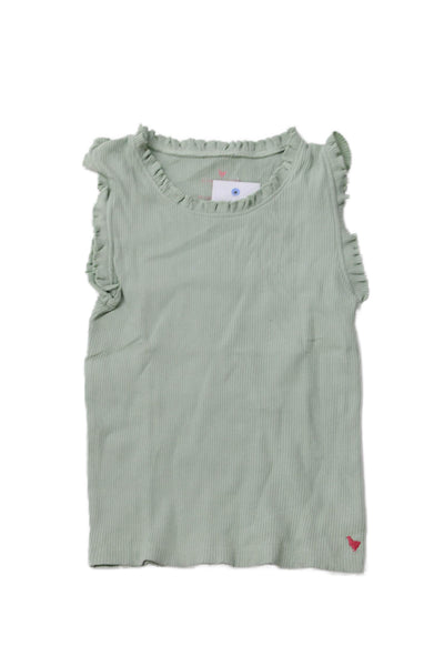 Pink Chicken Girls Cotton Ruffled Sleeveless Tank Top Green Size 12