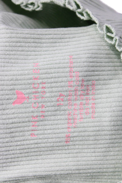 Pink Chicken Girls Cotton Ruffled Sleeveless Tank Top Green Size 12