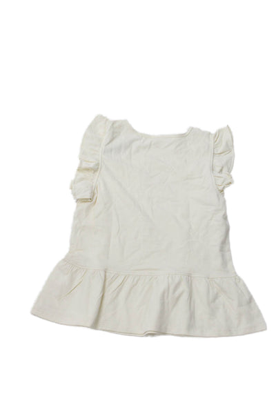 Pink Chicken Girls Cotton Ruffled Sleeveless Peplum Top Cream Size 14