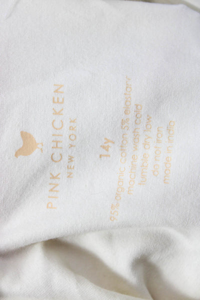 Pink Chicken Girls Cotton Ruffled Sleeveless Peplum Top Cream Size 14