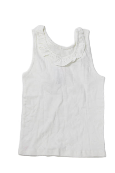 Pink Chicken Girls Cotton Ruffled Sleeveless Tank Top White Size 12