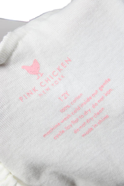 Pink Chicken Girls Cotton Ruffled Sleeveless Tank Top White Size 12