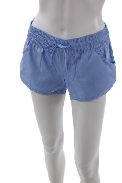 Sundek Unisex Drawstring Beach Shorts Light Blue Solid Polyester Size XS
