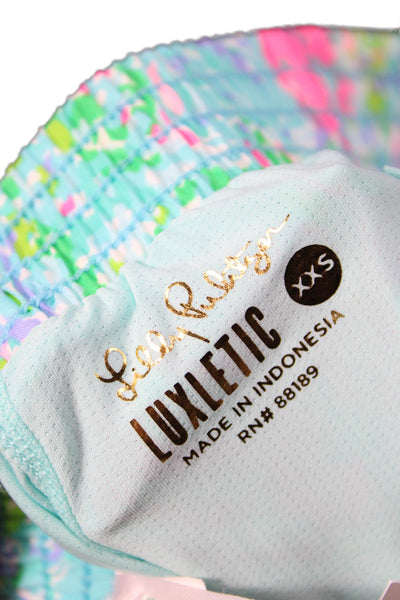 Lilly Pulitzer Unisex Light Blue Floral Polyester Beach Shorts Size 2XS