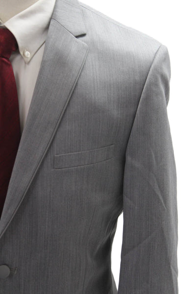 Michael Kors Mens Gray Classic Collared Suit Jacket Button Long Sleeve Size 40