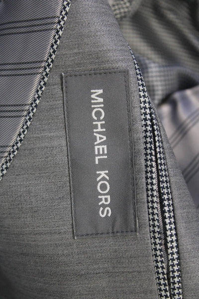 Michael Kors Mens Gray Classic Collared Suit Jacket Button Long Sleeve Size 40