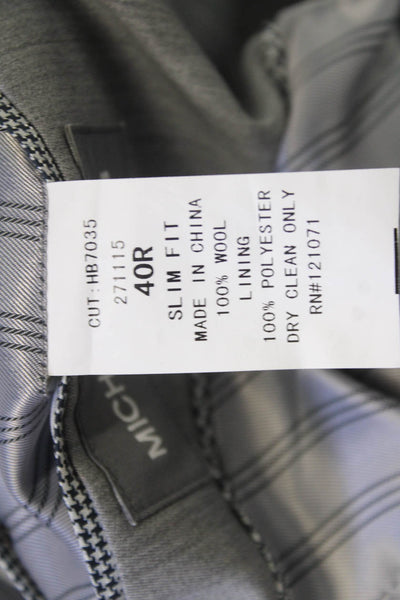 Michael Kors Mens Gray Classic Collared Suit Jacket Button Long Sleeve Size 40